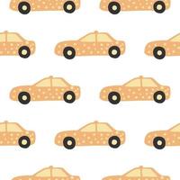 modèle sans couture de taxi. doodle illustration vectorielle de voitures. vecteur