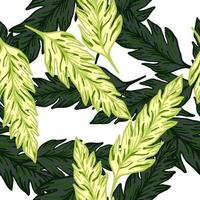 modèle sans couture de feuille verte tropicale. ornement de feuilles de palmier. toile de fond de feuillage. vecteur