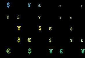 texture vectorielle bleu foncé, jaune avec symboles financiers. vecteur