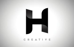 création de logo lettre h noire avec un look créatif minimaliste et une ombre douce sur le vecteur de fond noir