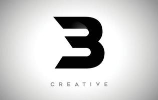 création de logo lettre b noir avec un look créatif minimaliste et une ombre douce sur le vecteur de fond noir