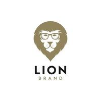 illustration logo graphique vectoriel de la tête de lion avec des lunettes