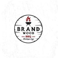 modèle de logo de barbecue avec flamme vecteur