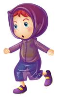 Petite fille portant un imperméable violet vecteur