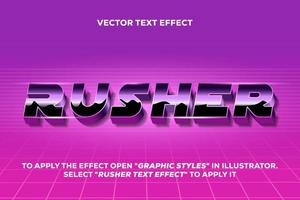 effet de texte vectoriel rusher dans le style des années 80