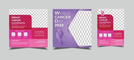 bannière et dépliant web de la journée mondiale contre le cancer vecteur