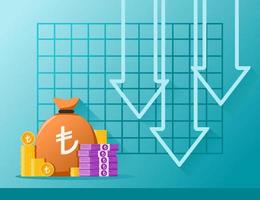 illustrations de baisse du taux de change de la livre turque vecteur