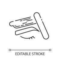 icône linéaire d'épilation des sourcils. procédure d'épilation du visage féminin. épilation à la cire chaude douce naturelle. illustration de la ligne mince. symbole de contour. dessin de contour isolé de vecteur. trait modifiable vecteur