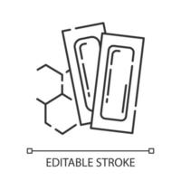 icône linéaire de bandes d'épilation à la cire. cire naturelle douce au miel. équipement d'épilation du corps. outils pour l'épilation. illustration de la ligne mince. symbole de contour. dessin de contour isolé de vecteur. trait modifiable vecteur