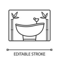 icône linéaire de services de salon de spa. massages et soins du corps. illustration de la ligne mince. bien-être et détente. salle de bain. symbole de contour. dessin de contour isolé de vecteur. trait modifiable vecteur