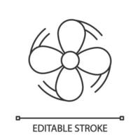 icône linéaire de ventilation d'air. ventilateur d'extraction. flux d'air. illustration de la ligne mince. rotation du ventilateur. turbine, hélice. symbole de contour. dessin de contour isolé de vecteur. trait modifiable vecteur