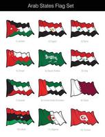 états arabes, agitant, drapeau, ensemble