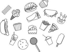 conception d'illustration de page de coloriage alimentaire vecteur