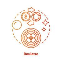 icône de concept de roulette. illustration de la ligne mince de l'idée de jeu en ligne. casino, jeu de hasard. pari, roue de la fortune. divertissement végas. dessin de contour isolé de vecteur