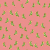 petits perroquets verts aléatoires silhouettes motif de doodle sans couture. fond rose pastel. impression simple. vecteur