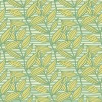 modèle sans couture de doodle géométrique profilée avec des feuilles. oeuvre florale dans les tons verts avec fond dépouillé. vecteur