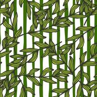 branche de forêt avec motif sans soudure de feuilles sur fond rayé. toile de fond de feuille. vecteur
