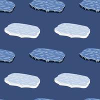 modèle sans couture de l'antarctique du nord avec des silhouettes de banquise de dessin animé de doodle. fond bleu marine. vecteur