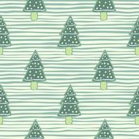 modèle sans couture d'hiver avec des biscuits d'arbre de doodle. dessert savoureux en pointillés du nouvel an sur fond dépouillé. palette de tons bleus et verts. vecteur