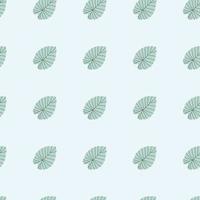 motif de doodle sans couture minimaliste avec des silhouettes de feuilles naturelles. oeuvre de la palette bleue. vecteur
