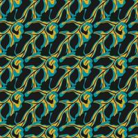 motif botanique abstrait sans couture avec ornement de monstère. le contraste lumineux noir et bleu façonne les œuvres d'art tropicales. vecteur