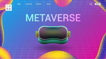 concept de fond de page de destination de métaverse de réalité virtuelle vecteur premium