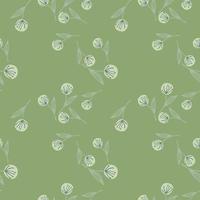 pissenlit blanc aléatoire sur un motif botanique sans couture. fond vert. vecteur