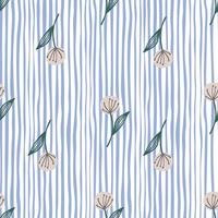 motif floral sans couture avec pissenlit sur fond blanc avec des bandes bleues. vecteur