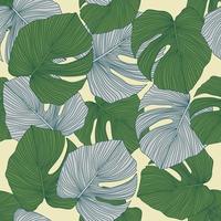 fond de feuilles de monstera à la mode. modèle tropical, modèle sans couture de feuille botanique vecteur