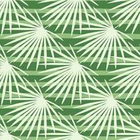 modèle sans couture tropique abstrait avec ornement de palmier doodle fan. feuillage exotique de couleur claire sur fond rayé vert. vecteur