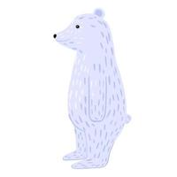 ours polaire debout sur deux pattes isolé sur fond blanc. conception de personnage de couleur blanche animale de l'arctique. style de griffonnage. vecteur