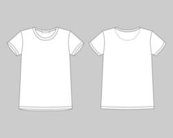 croquis technique t-shirt unisexe sur fond gris. modèle de conception de t-shirt. vecteur
