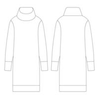 modèle femmes col roulé robe à manches longues illustration vectorielle conception plate contour collection de vêtements vecteur