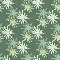 motif de doodle sans couture avec des fleurs de marguerite de printemps. toile de fond botanique simple dans les tons verts et blancs. vecteur