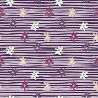 motif floral sans couture marguerite avec fond violet dépouillé. éléments floraux aux couleurs blanches et roses. vecteur