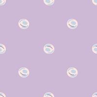 motif pastel sans couture avec des silhouettes de perles de doodle. cercle sous-marin se forme sur fond violet clair. vecteur