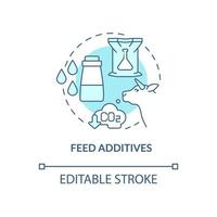 icône de concept turquoise d'additifs alimentaires. illustration de la ligne mince de l'idée abstraite de réduction des gaz à effet de serre du bétail. dessin de contour isolé. trait modifiable. roboto-medium, myriade de polices pro-gras utilisées vecteur