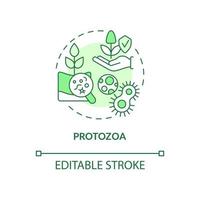 icône de concept vert de protozoaires. illustration de la ligne mince de l'idée abstraite de la microbiologie agricole. organismes du sol. dessin de contour isolé. trait modifiable. roboto-medium, une myriade de polices pro-gras utilisées vecteur