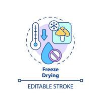 icône de concept de lyophilisation. déshydratation à basse température. illustration de fine ligne d'idée abstraite de technologie alimentaire. dessin de contour isolé. trait modifiable. arial, myriade de polices pro-gras utilisées vecteur