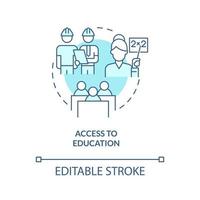 accès à l'icône de concept turquoise de l'éducation. avantages es planifiés de manière centralisée idée abstraite illustration en ligne mince. dessin de contour isolé. trait modifiable. arial, myriade de polices pro-gras utilisées vecteur