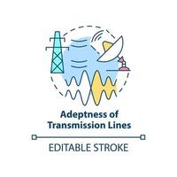 Adeptness de l'icône de concept de lignes de transmission. applications de l'illustration de la ligne mince de l'idée abstraite du réseau intelligent. dessin de contour isolé. trait modifiable. roboto-medium, myriade de polices pro-gras utilisées vecteur