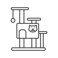 icône linéaire de la maison de l'arbre du chat. meubles pour animaux de compagnie. griffoir. illustration de la ligne mince. symbole de contour. dessin de contour isolé de vecteur