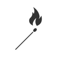 icône de glyphe d'allumette en feu. incendie criminel. symbole de la silhouette. espace négatif. illustration vectorielle isolée vecteur