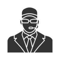 icône de glyphe de garde de sécurité. garde du corps. symbole de la silhouette. espace négatif. illustration vectorielle isolée vecteur