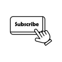bouton d'abonnement et illustration d'icône de contour de main pointue sur fond blanc vecteur