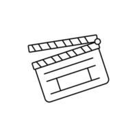 icône de clap dans le style de contour sur fond blanc adapté au film, au tournage, à l'icône de la scène. isolé vecteur