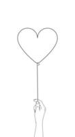 histoires de médias sociaux main tenant un ballon coeur pour l'espace de copie illustration de l'icône de contour de la saint-valentin et de l'amour sur fond blanc vecteur