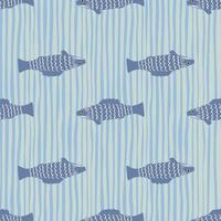modèle sans couture d'éléments de poisson stylisé bleu foncé. ornement aquatique doodle avec fond dépouillé. vecteur
