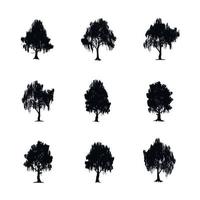 arbre, silhouette, ensemble, vecteur