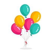 bouquet de ballon d'hélium, boules d'air volantes isolées sur fond blanc. joyeux anniversaire, concept de vacances. décoration de fête. conception de dessin animé de vecteur